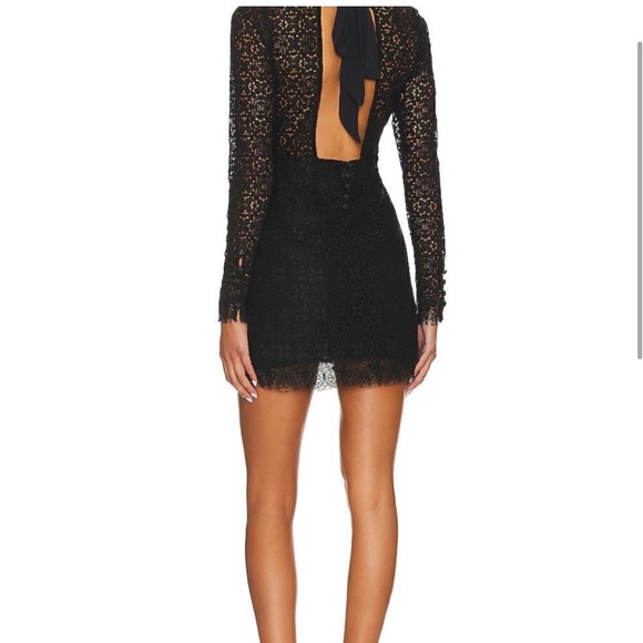NWT FREE PEOPLE honey honey black lace long sleeve mini dress size 4 - Picture 6 of 16